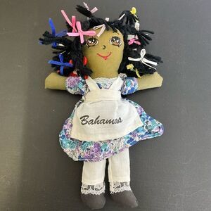 Vintage Bahamas Souvenir Local Ethnic Pin Up Girl Clothes Black Hair with Bows